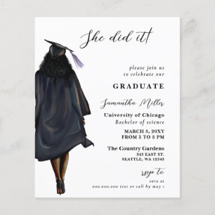 Budget Photo She Did It Graduation Invitation