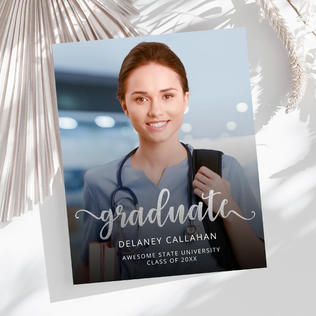 Budget Photo Silver Script Grad Announcement (Creator Uploaded)