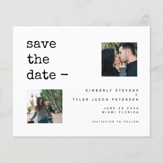 Budget photo simple modern wedding save the date (Front)