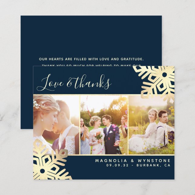 Budget Photo Snowflake Wedding Thank You Card (Front/Back)