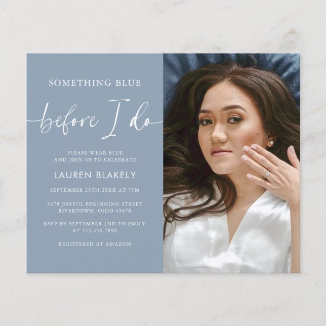 Budget Photo Something Blue Bridal Shower Invite (Front)