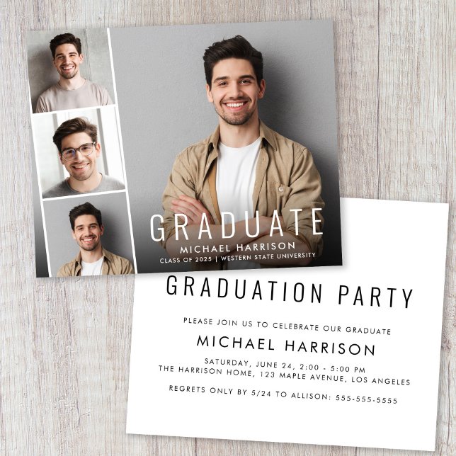 Budget Photo Strip Graduation Party Invitation (Creator Uploaded)