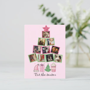 Budget Photo Tis the Season Pink & Green Christmas Postcard