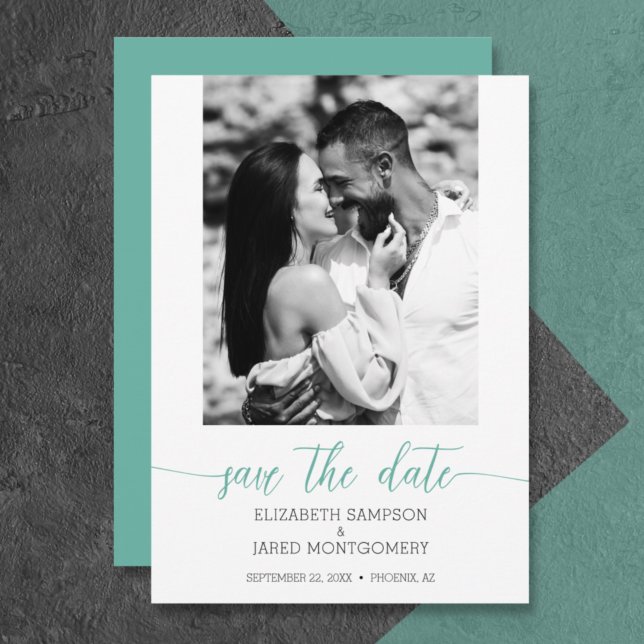 Budget Photo Wedding Aqua Save The Date (Creator Uploaded)
