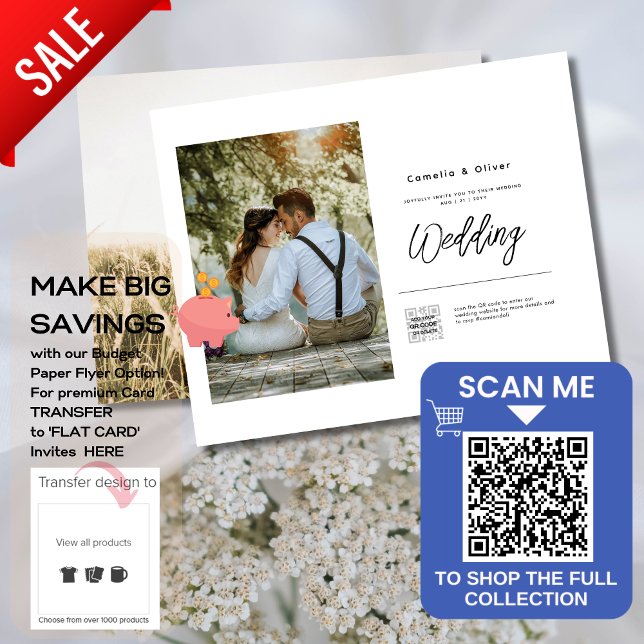 Budget Photo Wedding Invitation Classic White Flyer (Creator Uploaded)