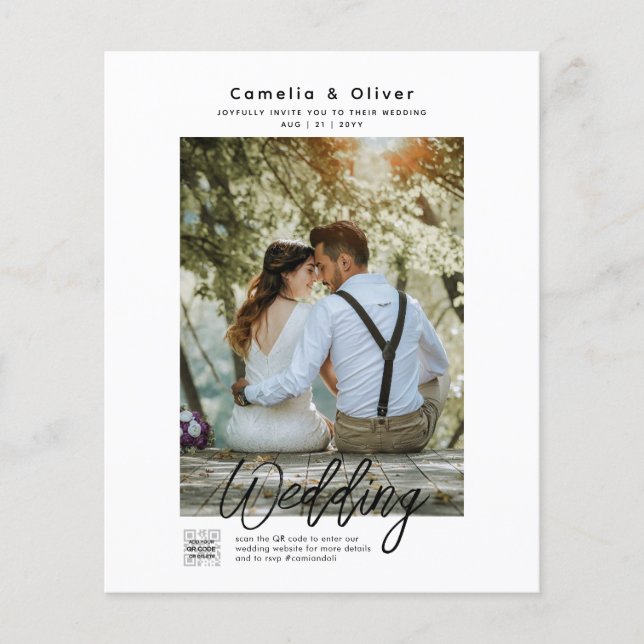 Budget Photo Wedding Invitation Classic White Flyer (Front)