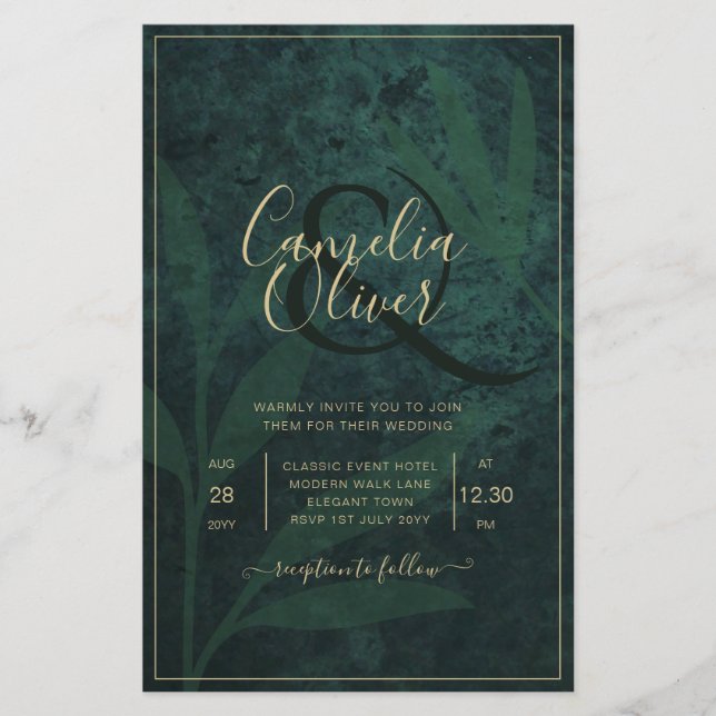 BUDGET Photo Wedding Invitation Emerald GREEN Flyer (Front)