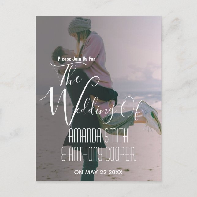Budget photo wedding invitation information (Front)