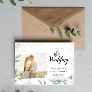 Budget Photo Wedding Invitation PHOTO Greenery Flyer