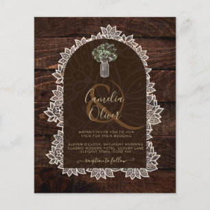 BUDGET Photo Wedding Invitation Rustic Wood Lace Flyer