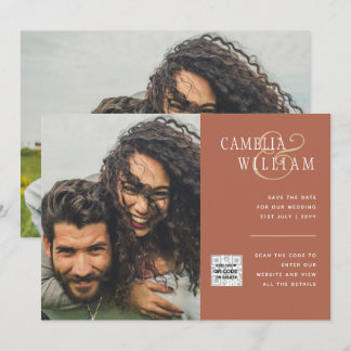 Budget Photo Wedding Invitation Save Date QR Code