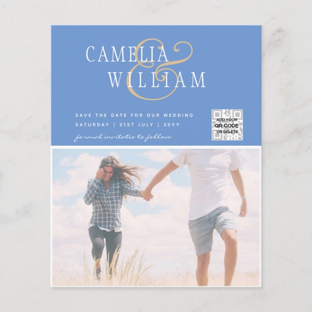 BUDGET Photo Wedding Invitation Save Date QR Code Flyer (Front)