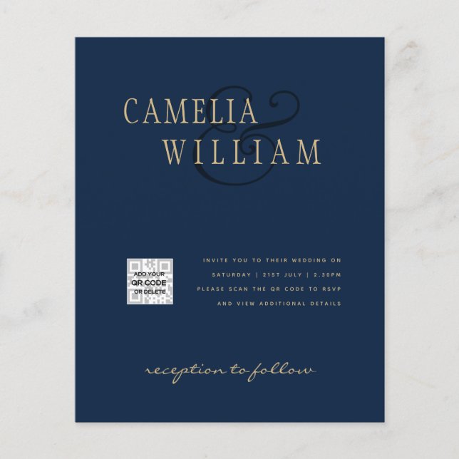 Budget Photo Wedding Invitation Save Date QR Code  Flyer (Front)