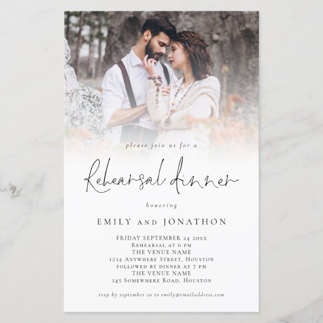 Budget Photo Wedding Rehearsal Dinner Invitation (Front)