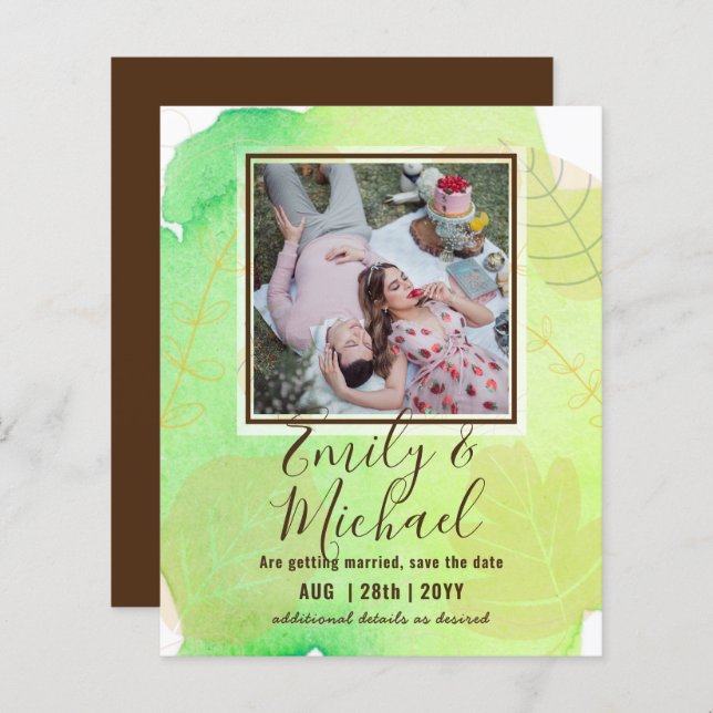 BUDGET PHOTO Wedding SAVE THE DATES Boho Abstract (Front/Back)