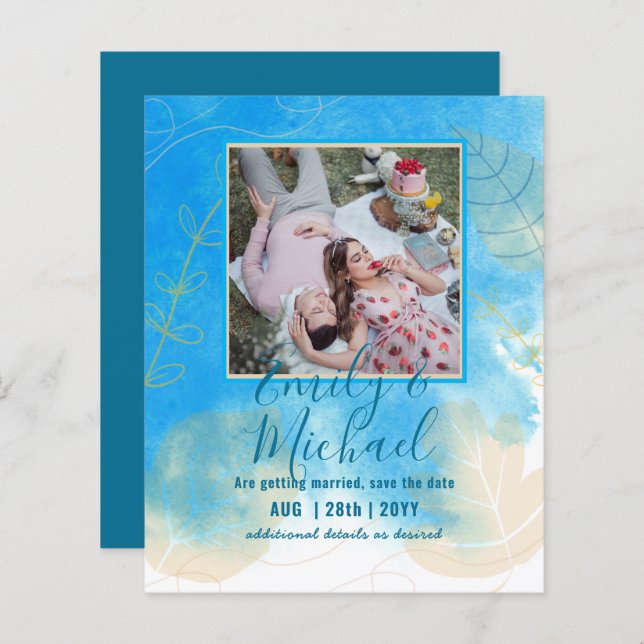 BUDGET PHOTO Wedding SAVE THE DATES Boho Abstract (Front/Back)