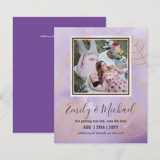BUDGET PHOTO Wedding SAVE THE DATES Boho Abstract (Front/Back)