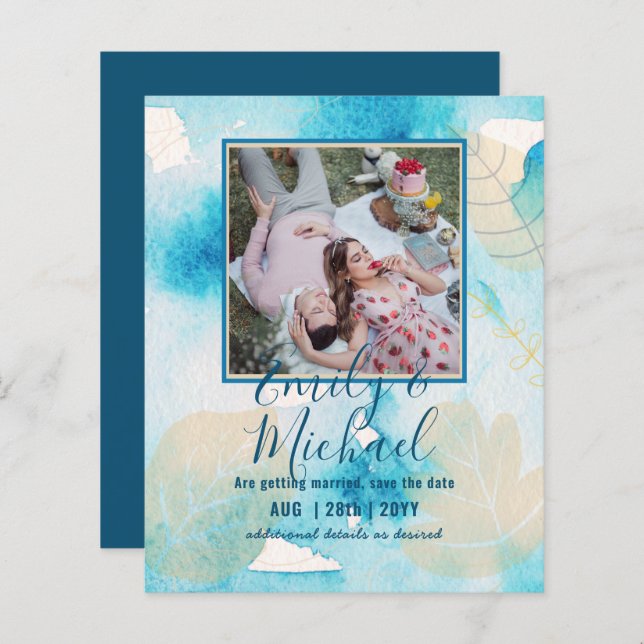 BUDGET PHOTO Wedding SAVE THE DATES Boho Abstract (Front/Back)