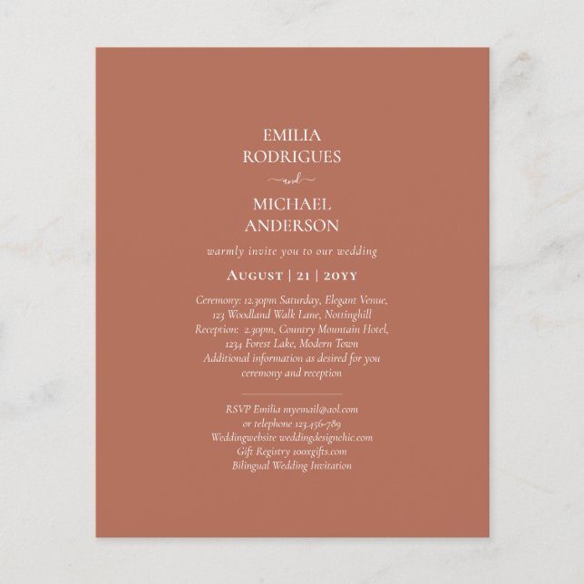 BUDGET Photo Wedding Terracotta Monochrome Flyer (Front)