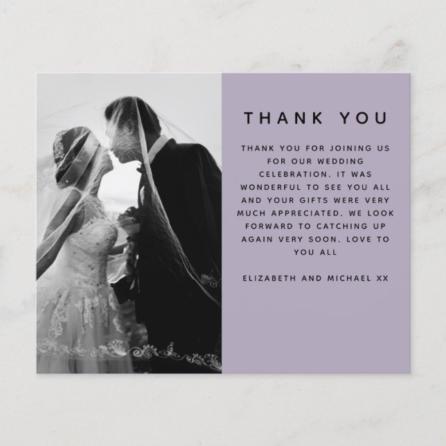 BUDGET Photo Wedding Thank You Modern Purple Plain Flyer (Front)