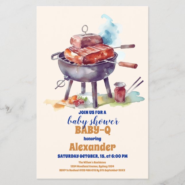 Budget Picnic Cloth Baby Q Baby Shower Flyer (Front)