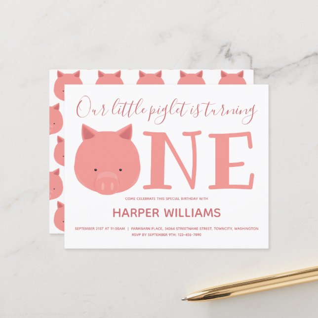 Budget Pig One Baby First Birthday (Front/Back In Situ)