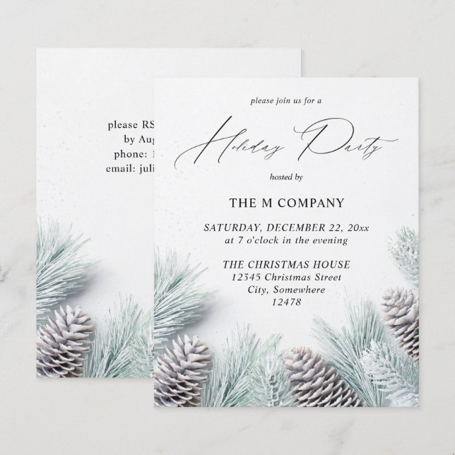 Budget Pine Cone & Snow Holiday Party (Front/Back)