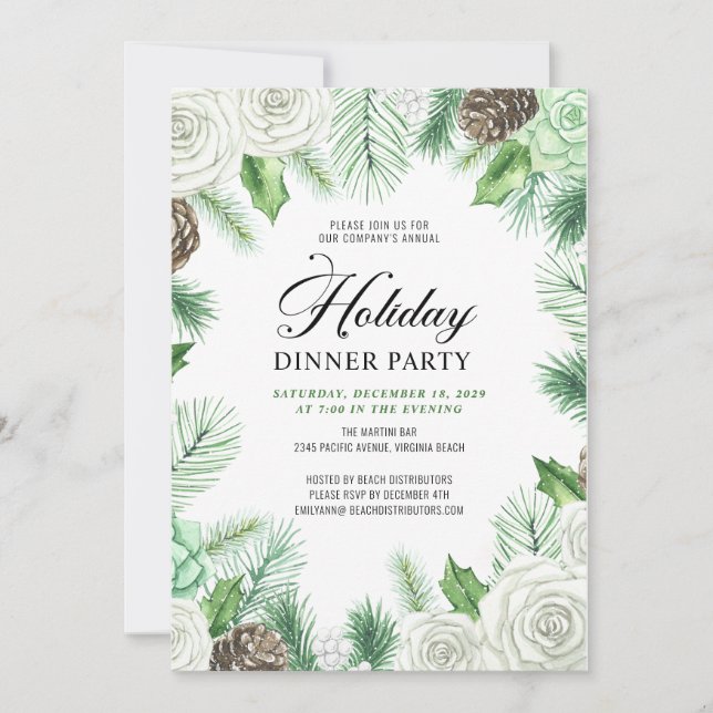 Budget Pine Holly Dîner corporatif Invitation de l (Devant)