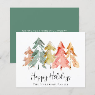 Budget Pine Tree Watercolors Sage Christmas Card
