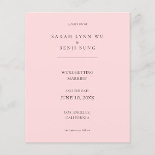 Budget Pink B Minimalist Mod 2V2 Save the Date Flyer