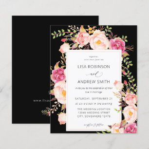 Budget Pink Blooming Blush Floral Wedding V3 Black