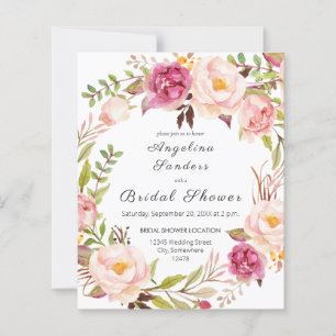 Budget Pink Blush Blooming Floral Bridal Shower