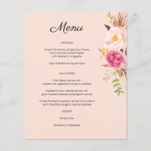 Budget Pink Blush Blooming Floral Menu- Pink Flyer