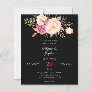 Budget Pink Blush Floral Black Wedding