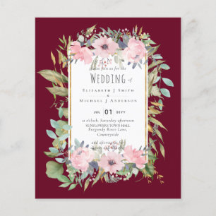 BUDGET Pink Blush Floral Sage Greenery Wedding Flyer