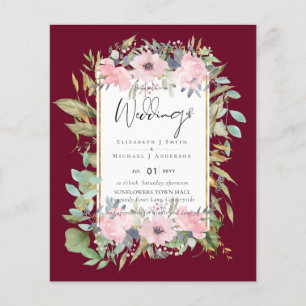 BUDGET  Pink Blush Floral Sage Greenery Wedding Flyer
