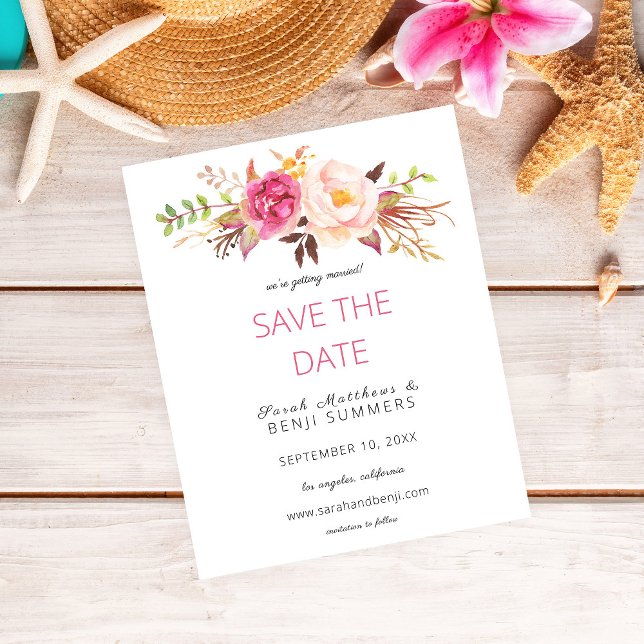 Budget Pink Blush Floral Save the Date Flyer (Creator Uploaded)