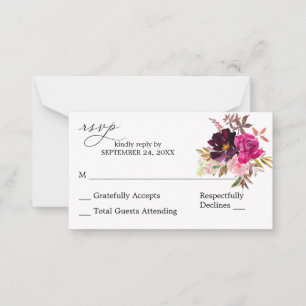 Budget Pink- Blush Purple Floral 2SM No Meal RSVP Card