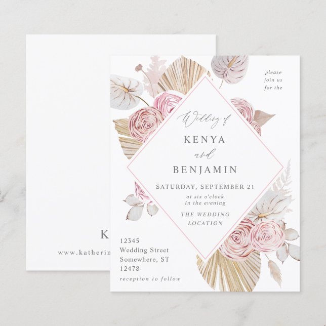 Budget Pink Boho Floral Wedding (Front/Back)