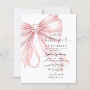 Budget Pink Bow Sweet Little Girl Baby Shower