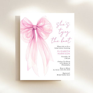 Budget Pink Bow Watercolor Bridal Shower Invite