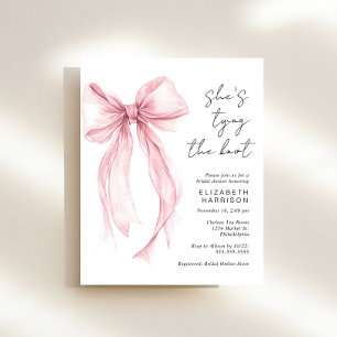Budget Pink Bow Watercolor Bridal Shower Invite