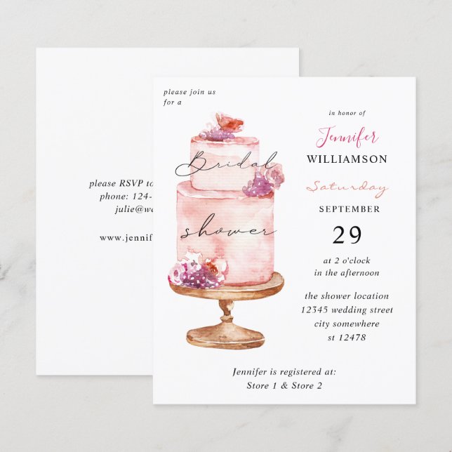 Budget Pink Cake Bridal Shower (Front/Back)