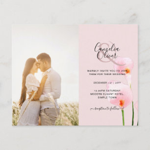 BUDGET Pink Calla Lily PHOTO Wedding QR CODE Flyer