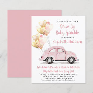 Budget Pink Car Drive By Baby Sprinkle Invitation