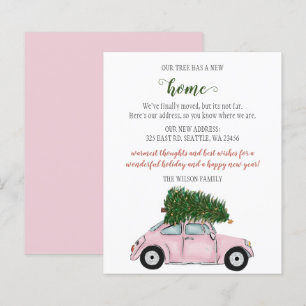 Budget Pink Christmas Tree Car Moving Holiday Card