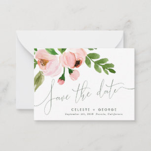 budget pink elegant wedding save the date card