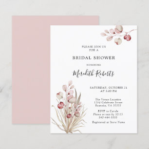 Budget Pink Eucalyptus Palm Bridal Shower Invite