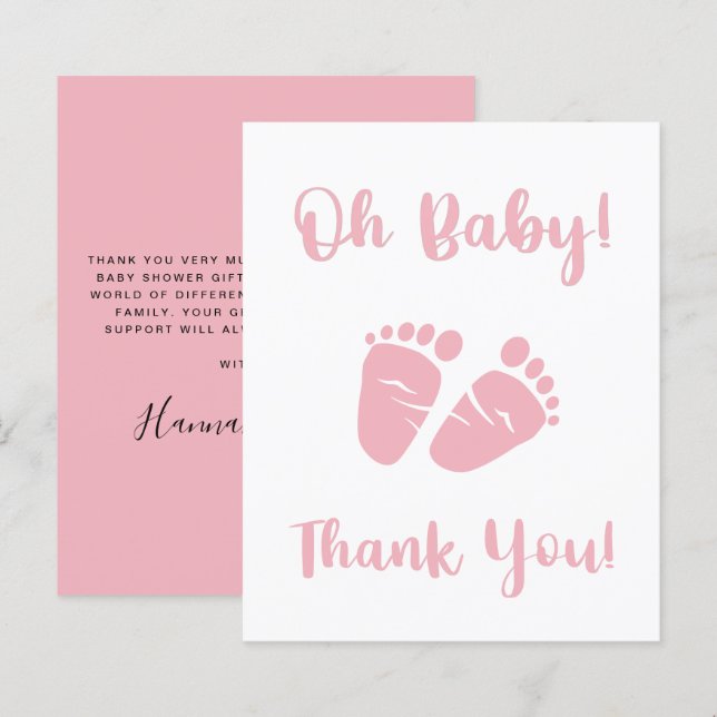 Budget Pink Feet Baby Girl Douche Carte de remerci (Devant / Derrière)