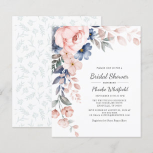 Budget Pink Floral Modern Bridal Shower Invitation